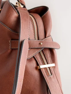 Next Large Tote Bag with Charms Tan Brown Outlet