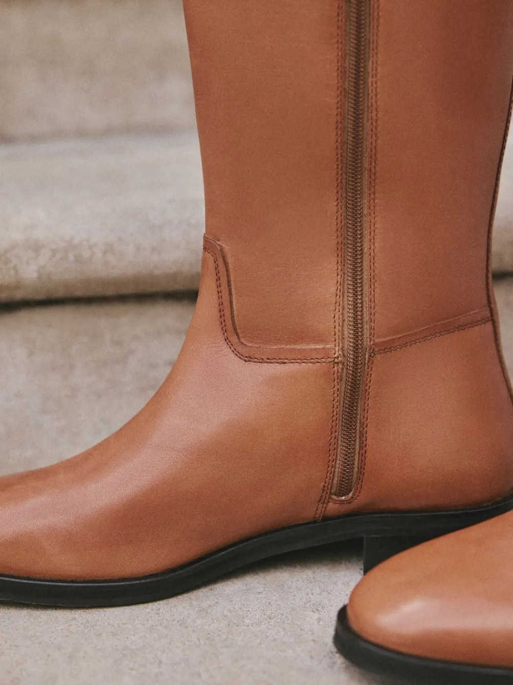 Next Extra Wide Fit Forever Comfort® Flat Riding Boots Tan Brown Leather New