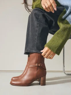 Next Forever Comfort® Hardware Trim Ankle Boots Tan Brown Leather Best