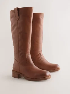 Next Forever Comfort® Knee High Pull On Boots Tan Brown Leather