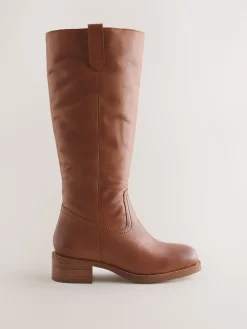 Next Forever Comfort® Knee High Pull On Boots Tan Brown Leather