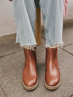 Next Forever Comfort® Faux Fur Lined Buckle Trim Ankle Boots Tan Brown Leather New
