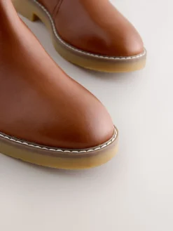 Next Forever Comfort® Faux Fur Lined Buckle Trim Ankle Boots Tan Brown Leather New