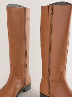 Next Standard/Wide Fit Forever Comfort® Flat Riding Boots Tan Brown Leather