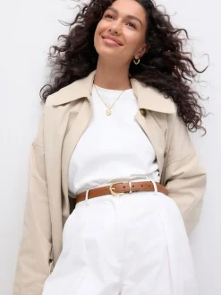 Next N. Premium Made In Italy Mid Width Belt Tan Brown Clearance