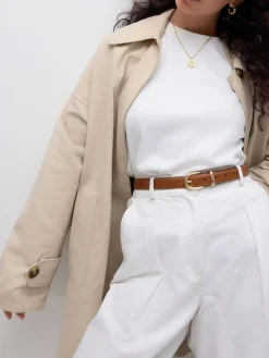 Next N. Premium Made In Italy Mid Width Belt Tan Brown Clearance