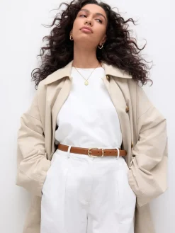 Next N. Premium Made In Italy Mid Width Belt Tan Brown Clearance