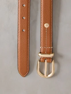 Next N. Premium Made In Italy Mid Width Belt Tan Brown Clearance