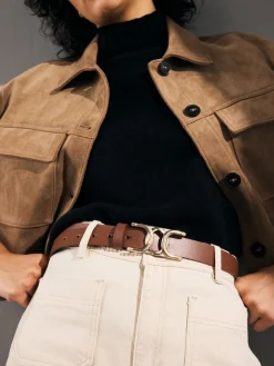 Next Regular Statement Buckle Leather Belt Tan Brown Online