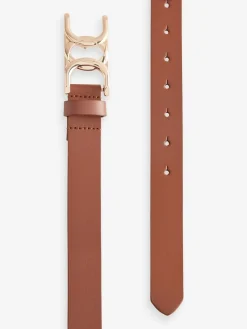 Next Regular Statement Buckle Leather Belt Tan Brown Online