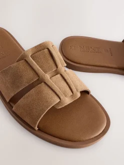 Next Tan Brown Standard/Wide Fit Slot Mule Sandals Hot