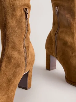 Next Standard/Wide Fit Forever Comfort® Round Toe Knee High Sock Boots Tan Brown Best