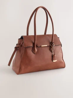 Next Tan Brown Structured Tote Bag Sale