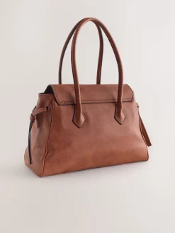 Next Tan Brown Structured Tote Bag Sale
