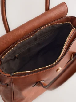 Next Tan Brown Structured Tote Bag Sale