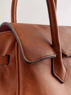 Next Tan Brown Structured Tote Bag Sale