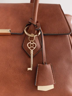 Next Tan Brown Structured Tote Bag Sale