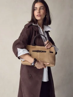 Next Tan Brown Suede Belted Hand Held Bag Sale
