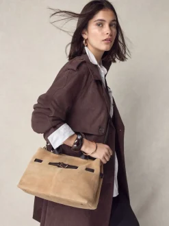 Next Tan Brown Suede Belted Hand Held Bag Sale