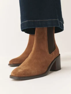 Next Forever Comfort® Block Heel Chelsea Boots Tan Brown Suede Clearance