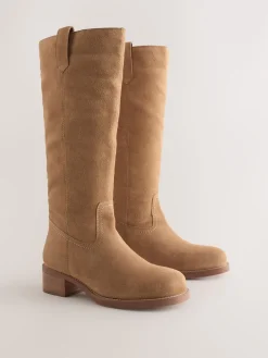 Next Forever Comfort® Knee High Pull On Boots Tan Brown Suede Best