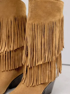 Next Tan Brown Suede Forever Comfort® Fringed Knee High Cowboy Boots Best