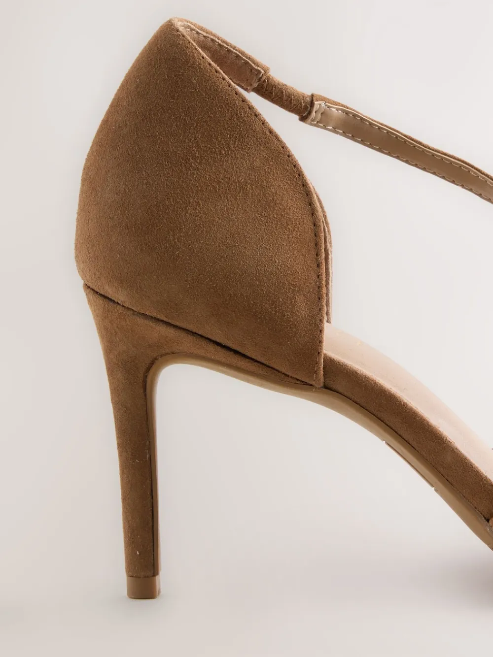 Next Premium Leather Asymmetric Court Heels Tan Brown Suede Hot