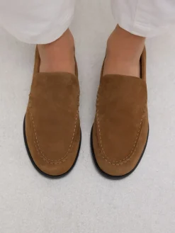Next Suede Round Toe Clean Loafers Tan Brown
