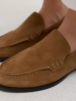 Next Suede Round Toe Clean Loafers Tan Brown