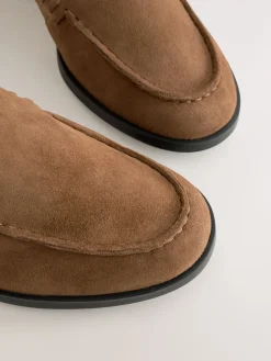 Next Suede Round Toe Clean Loafers Tan Brown