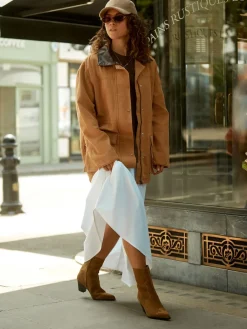 Next Signature Premium Leather Point Toe Block Heel Western Boots Tan Brown Suede