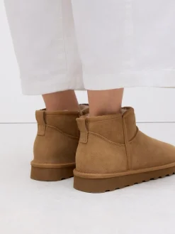 Next Standard/Wide Fit Water Repellent Faux Fur Ankle Boots Tan Brown Suede Discount