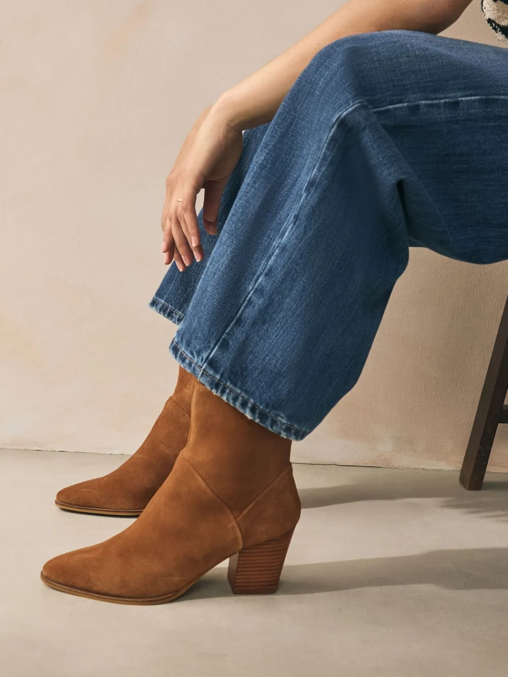 Next Western Block Heel Ankle Boots Tan Brown Suede Clearance