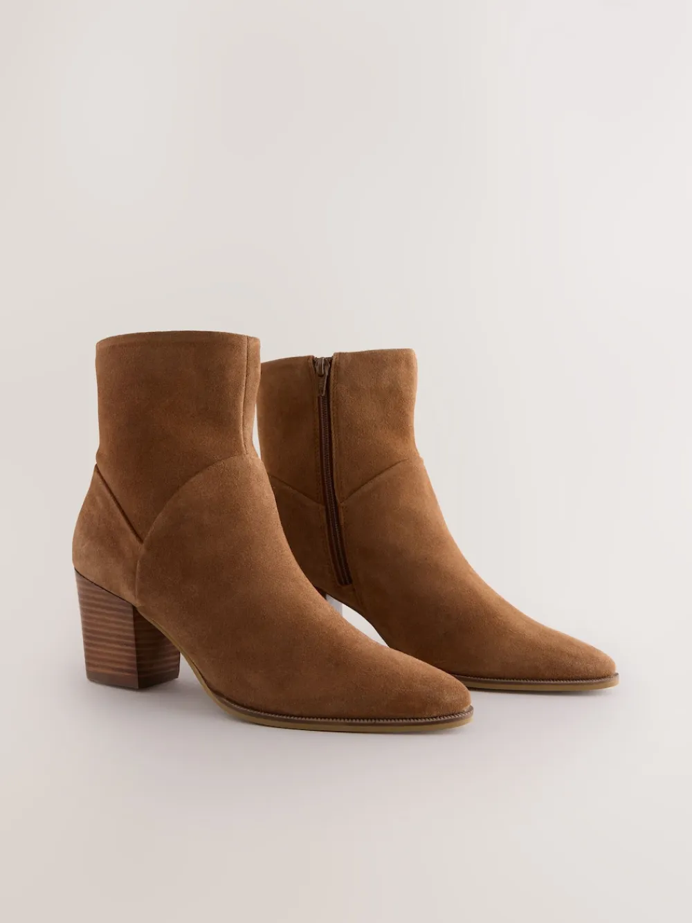 Next Western Block Heel Ankle Boots Tan Brown Suede Clearance