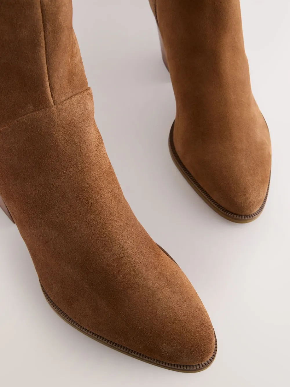 Next Western Block Heel Ankle Boots Tan Brown Suede Clearance