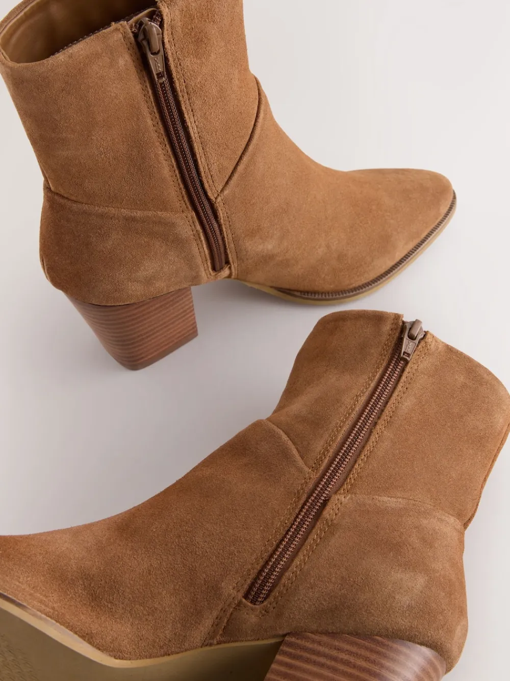 Next Western Block Heel Ankle Boots Tan Brown Suede Clearance