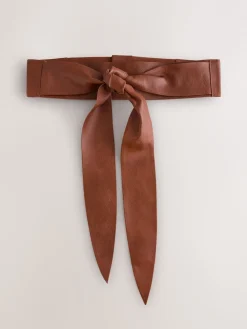 Next Tan Knot Detail Wide Leather Belt Hot