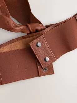 Next Tan Knot Detail Wide Leather Belt Hot