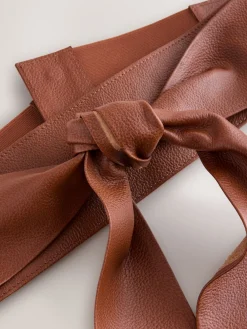 Next Tan Knot Detail Wide Leather Belt Hot