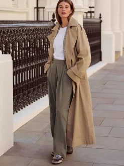 Next N. Premium Wide Leg Tailored Jersey Trousers Taupe Brown Outlet