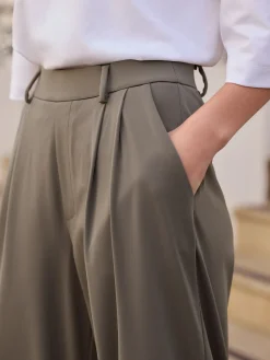 Next N. Premium Wide Leg Tailored Jersey Trousers Taupe Brown Outlet