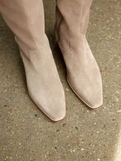 Next Forever Comfort® Knee High Contrast Western Boots Taupe Brown Suede Leather Mix Hot