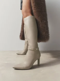 Next Forever Comfort® Knee High Hardware Trim Heeled Boots Taupe Best