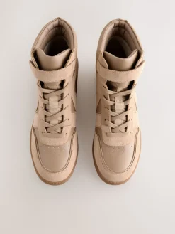 Next Forever Comfort® Lace Up Wedge Trainers Taupe Discount