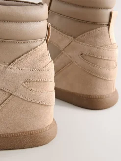 Next Forever Comfort® Lace Up Wedge Trainers Taupe Discount