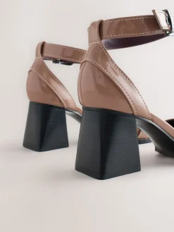 Next Forever Comfort® Point Toe Buckle Block Heels Taupe