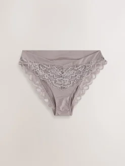 Next Ultimate Comfort Lace Back High Leg Knickers Taupe New