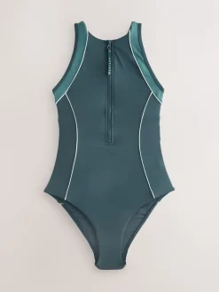 Next Teal Green Active High Neck Tummy Control Swimsuit Best