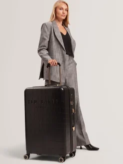 Ted Baker Icon Case Croc Large Suitcase Black