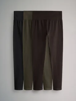 The Set 3 Pack Active Ribbed Legging Black/Chocolate Brown/Khaki Sale